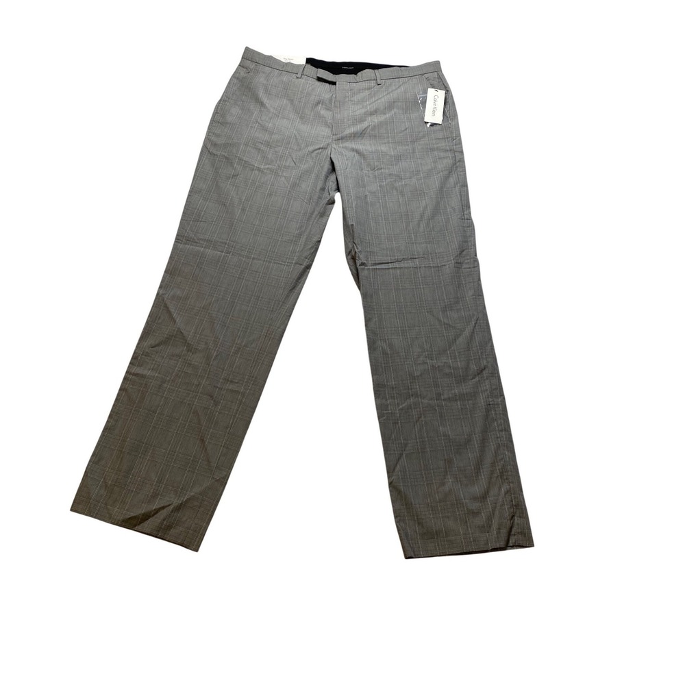 Calvin Klein Mens The Innovator Dress Pants 38W 32L Concrete Plaid NWT